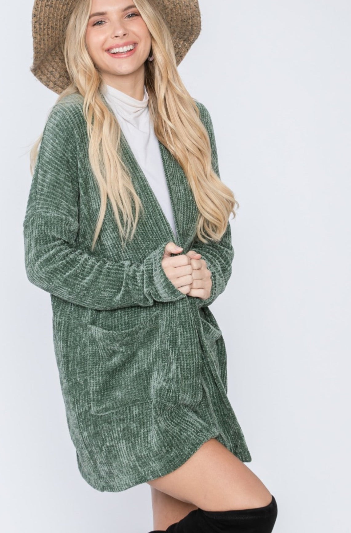 Forrest Green Velvety Soft Cardigan