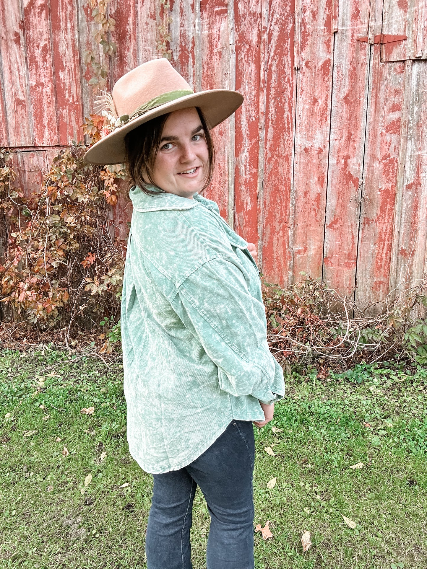 Minty Sage Oversized Corduroy Jacket