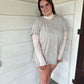 Stevie Mesh Ivory Long Sleeve Too with Ruffles