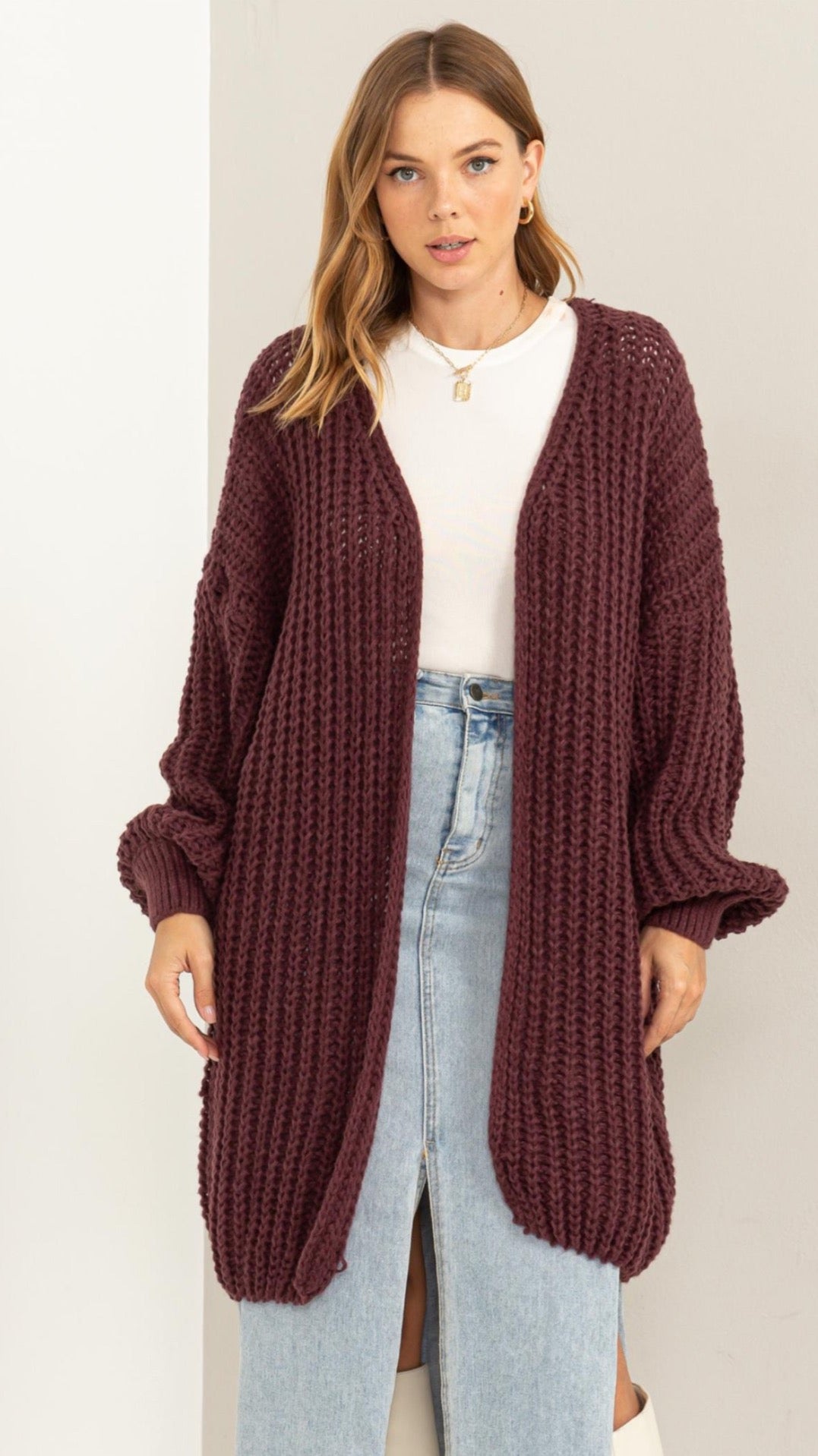 Chunky Plum Cardigan