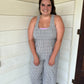 Maeve Striped Overalls with Criss Cross Tie Back