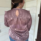 Sophia Rose Gold Smocked Blouse with Ruffle Detailing