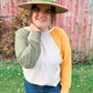 Mustard Yellow and Green Bubble Sleeve Top