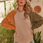 Mustard Yellow and Green Bubble Sleeve Top