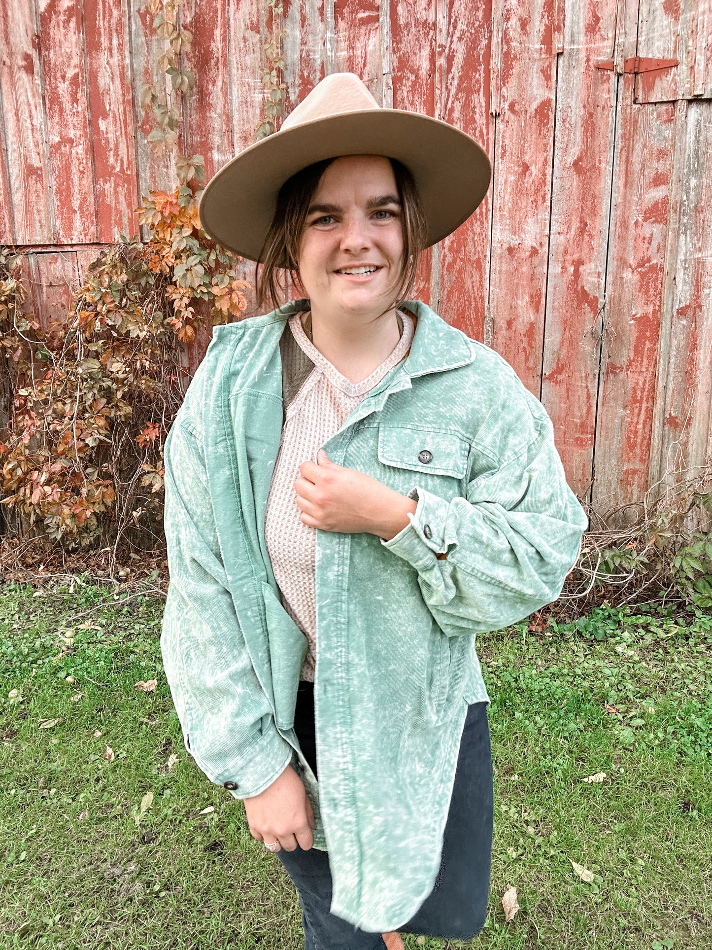 Minty Sage Oversized Corduroy Jacket