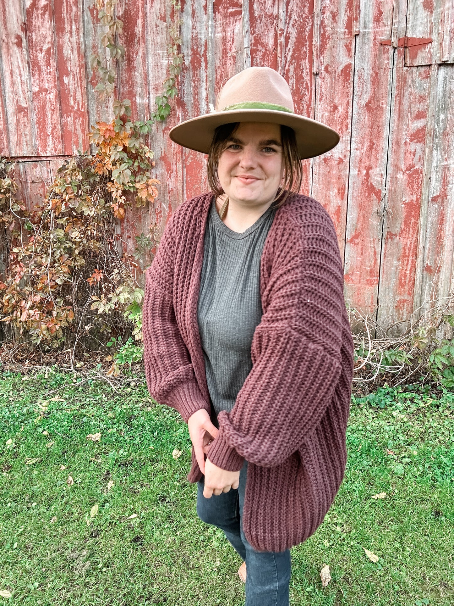 Chunky Plum Cardigan