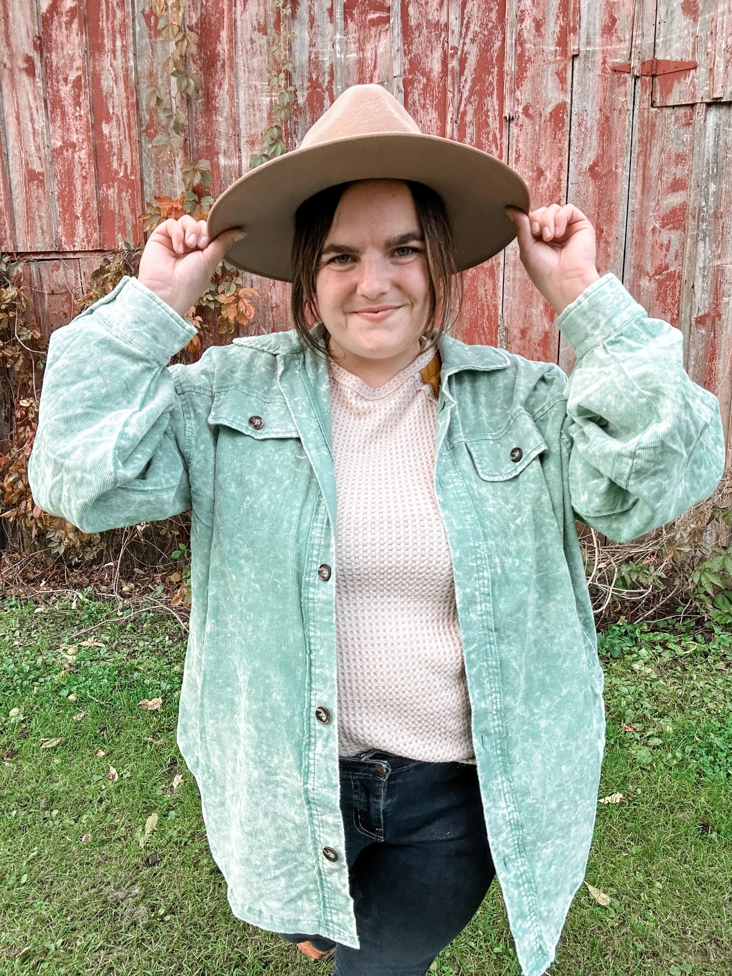 Minty Sage Oversized Corduroy Jacket