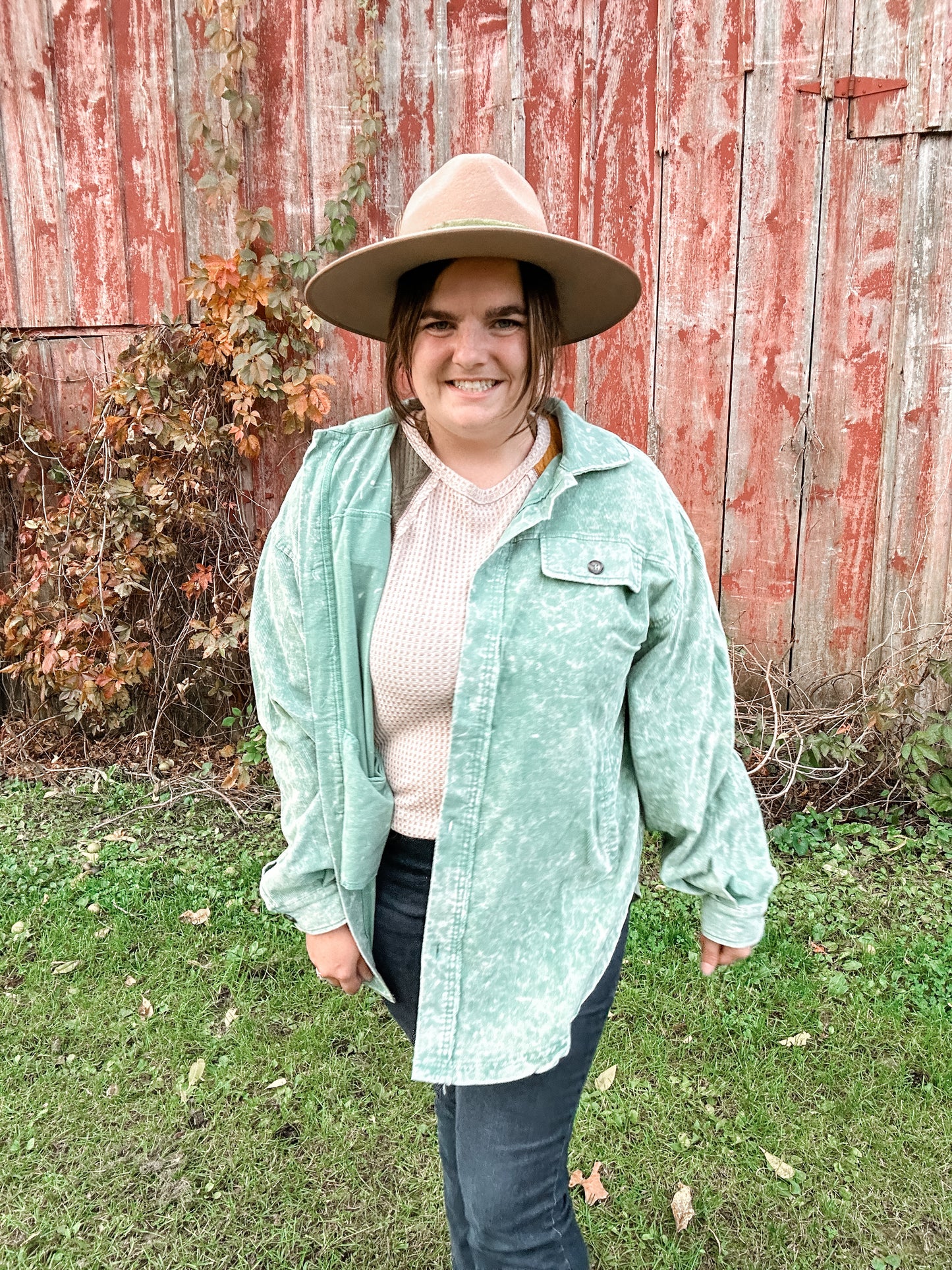 Minty Sage Oversized Corduroy Jacket