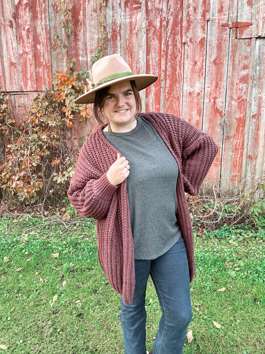 Chunky Plum Cardigan