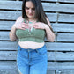 Mickey Ribbed Cropped Button Tank - Olive