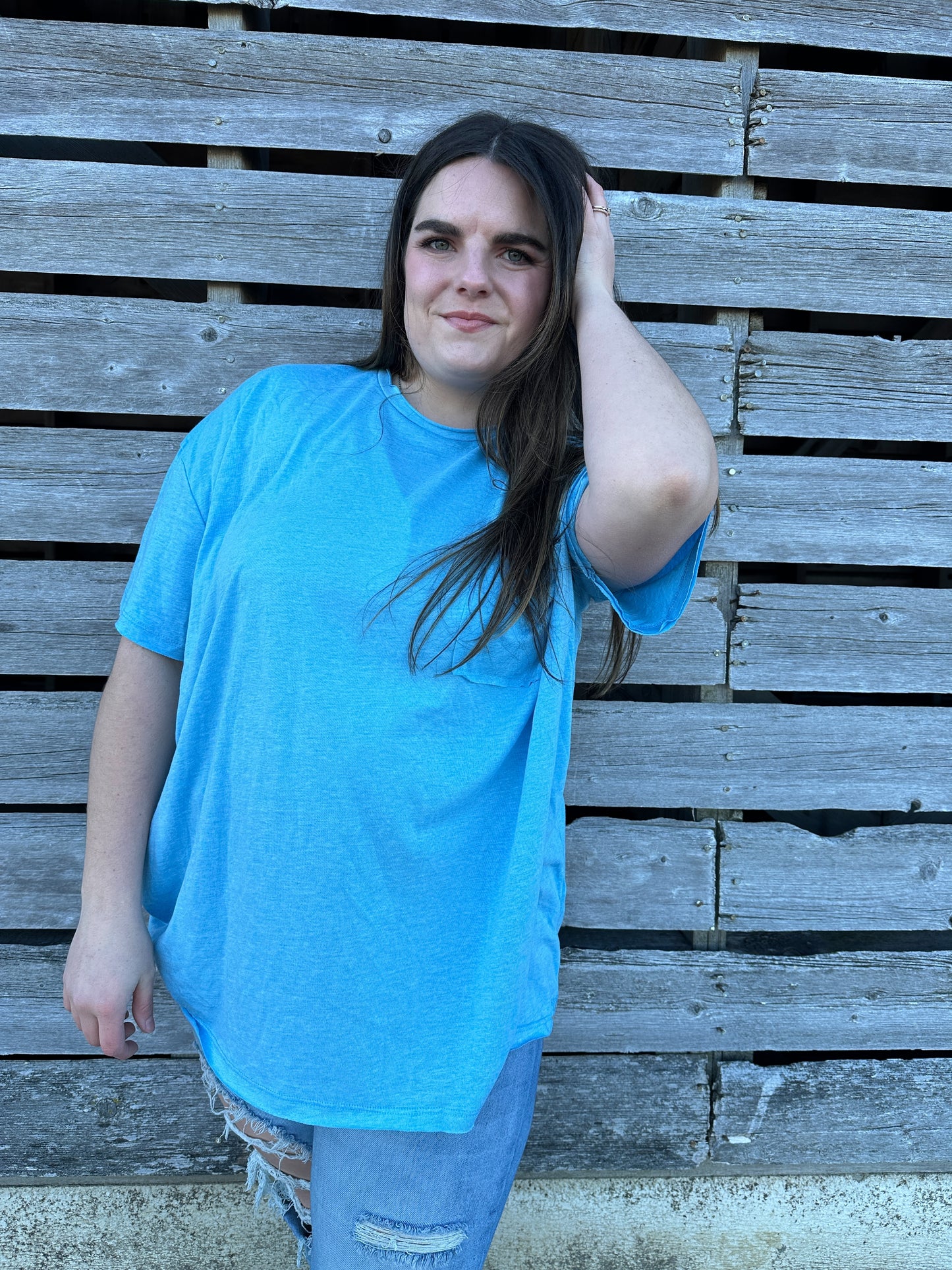 Ryan Oversized Boyfriend Tee - Sky