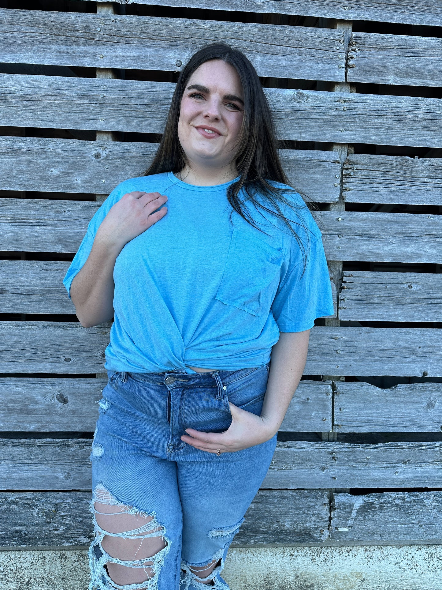 Ryan Oversized Boyfriend Tee - Sky