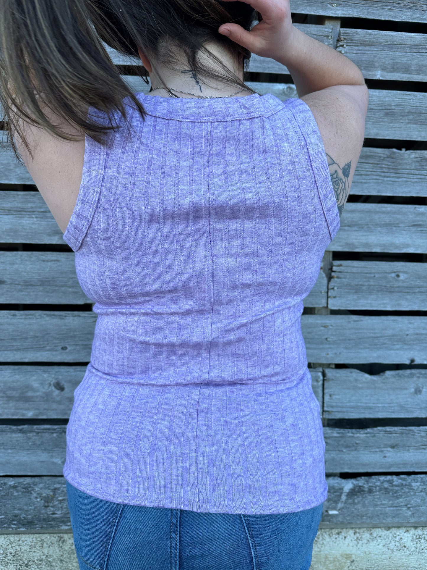 Max Ribbed Scoop Neck Tank - Lavender