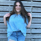 Sydney Acid Wash Oversize Boyfriend Tee - Sky