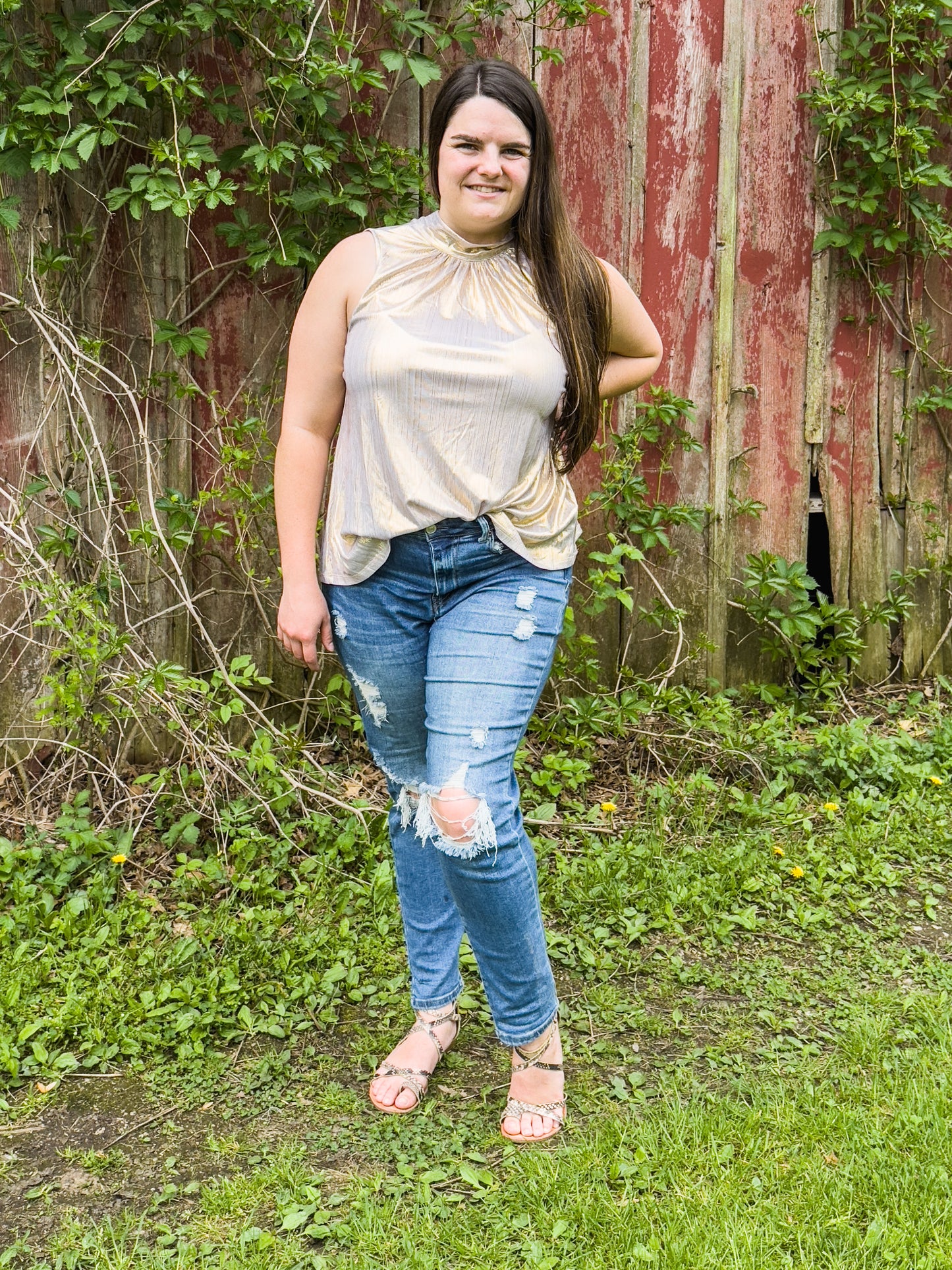 Champagne Striped Tank