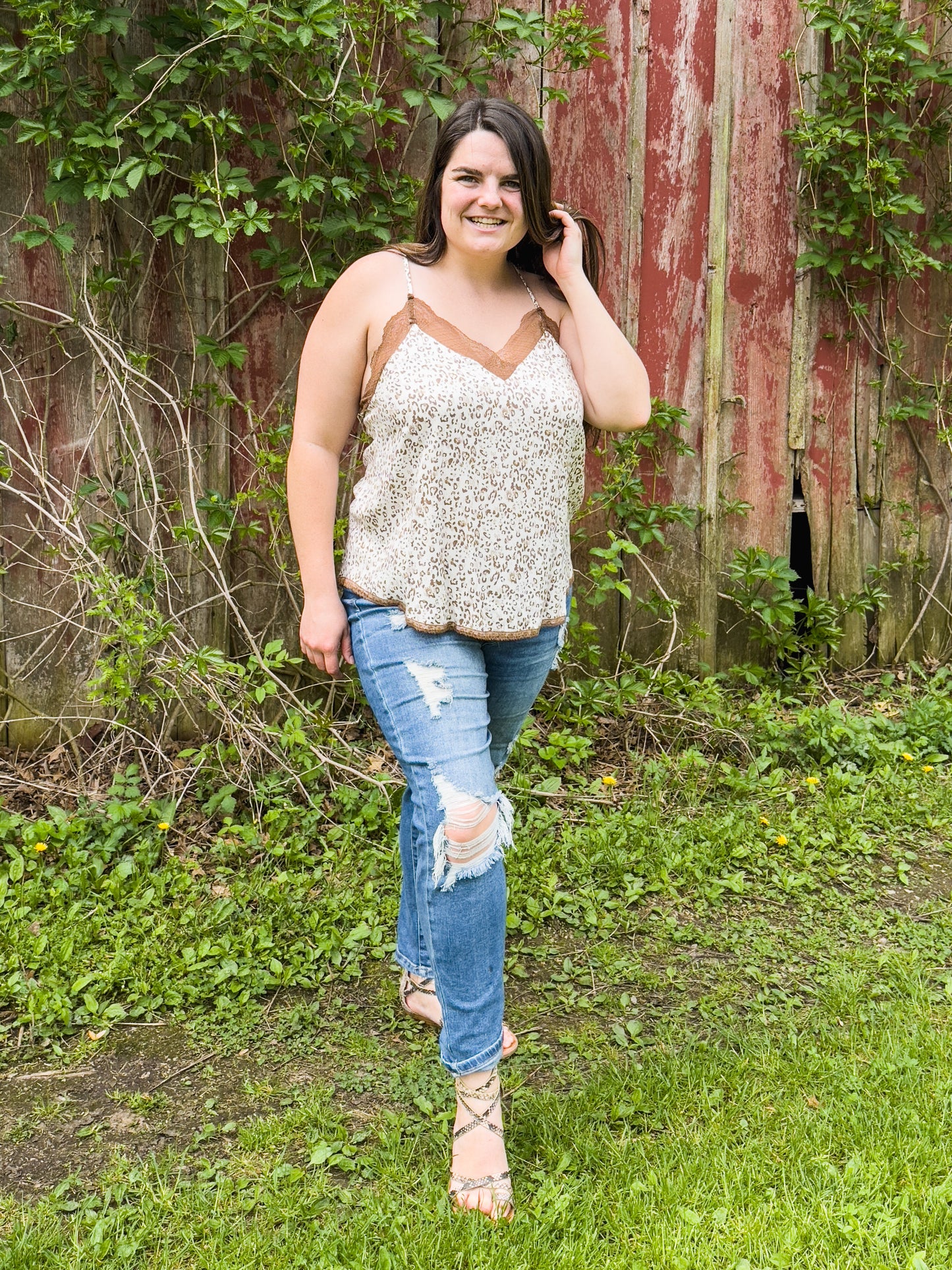 Brown and White Cheetah Tank