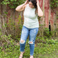 Split color Mint/White Striped Tank