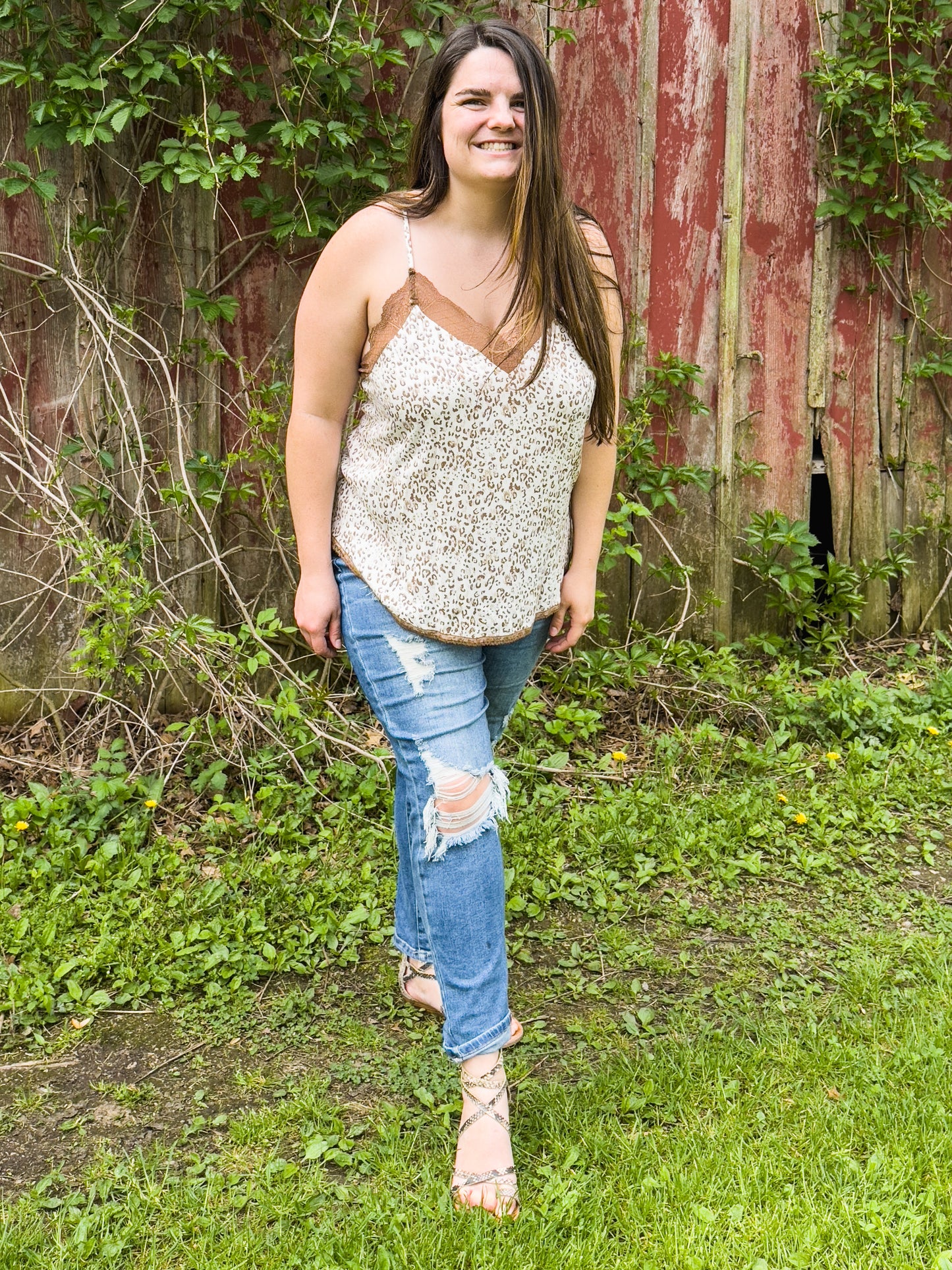 Brown and White Cheetah Tank